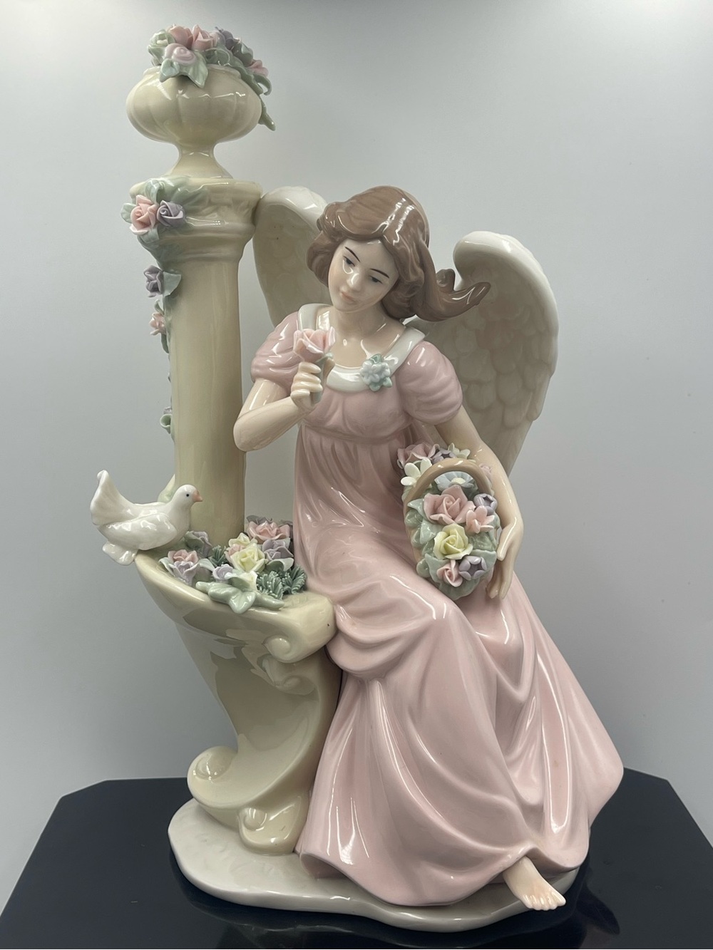 2006 Member’s Mark: Porcelain Angel Dove Floral Sculpture Hand Painted by O’Well
